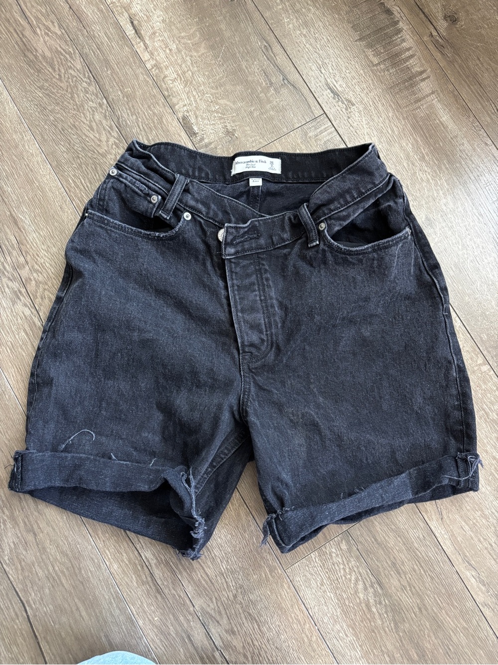 Abercrombie & Fitch Black Rolled-Hem Denim Shorts